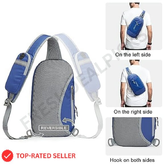 Lightweight Crossbody Sling Bag RFID Blocking Sporty Minimal Travel Backpack - Picture 6 of 7